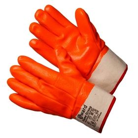 Перчатки трикотажные утепленные с оранжевым МБС покрытием с манжетом крагой Flame Strong